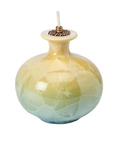 Cosmos Fine Porcelain Oil Lamp, Yellow/Green