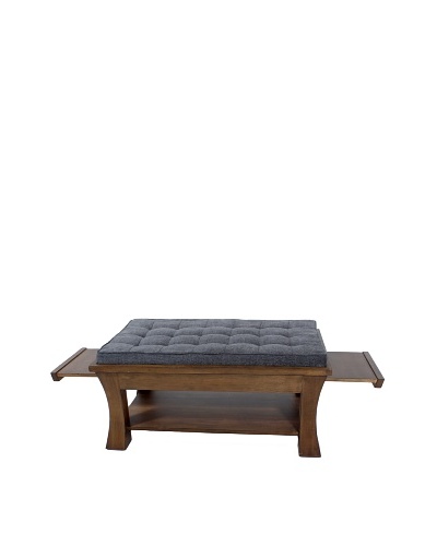 COUEF Jared Coffee Table, Latte/Washed Grey Chenille