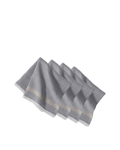 Couleur Nature Set of 4 Laundered Linen Napkins, Grey/Natural