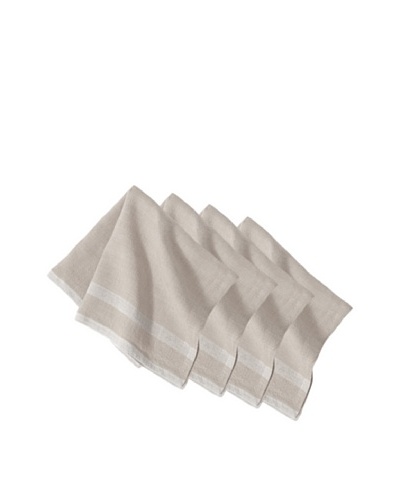 Couleur Nature Set of 4 Laundered Linen Napkins, Natural/White
