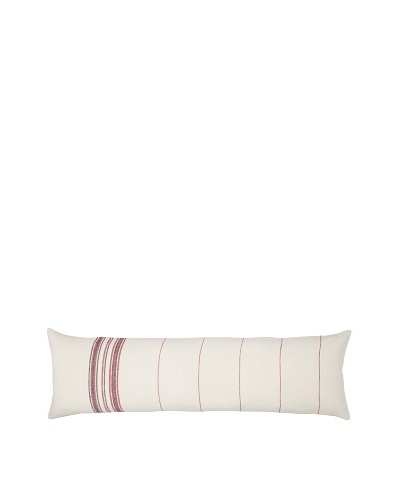 Coyuchi Rustic Linen Pillow, Natural/Red, 14 x 48