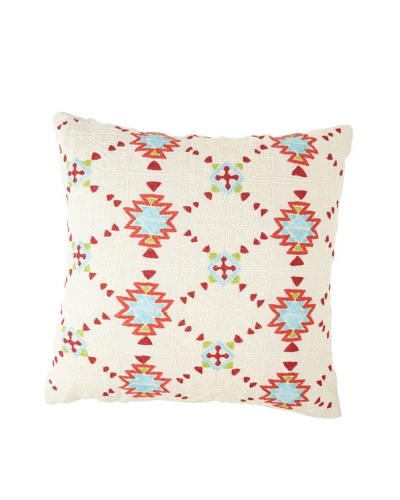 Coyuchi Artisan-Embroidered Linen Pillow, Natural/Multi, 20 x 20