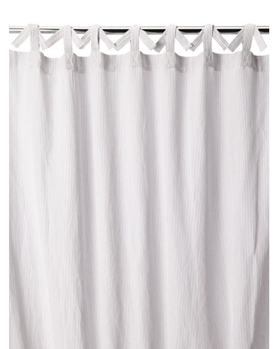 Coyuchi Mini Stripe Cotton/Linen Shower Curtain, Natural with Brick, One Size