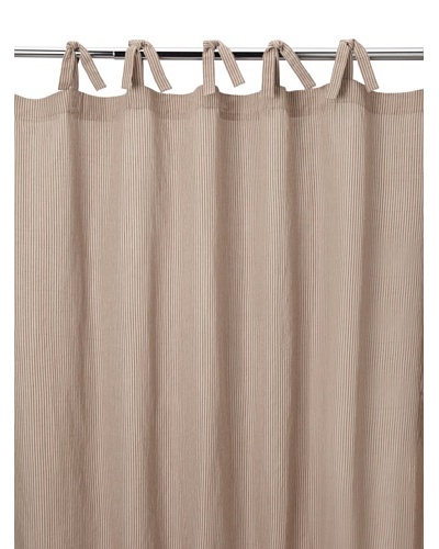 Coyuchi Mini Stripe Cotton/Linen Shower Curtain, Natural with Brick