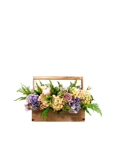 Creative Displays Purple & Cream Hydrangea, Rose & Fern Basket