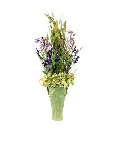 Creative Displays Purple & Green Daisy & Grass Floral in Ceramic