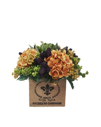 Creative Displays Orange Hydrangea Mix in Burlap Box