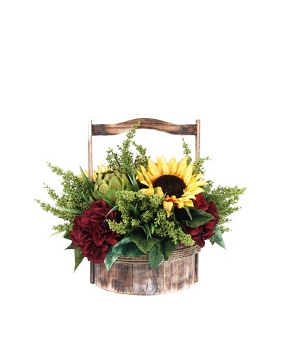 Creative Displays Sunflower & Artichoke in Wooden Basket