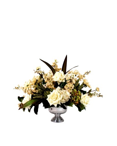 Creative Displays Cream Floral in Silver Vase