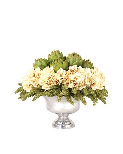 Creative Displays Artichoke & Hydrangea Floral in Silver Vase