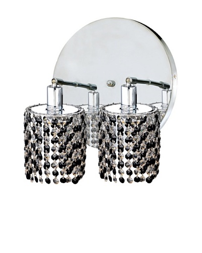 Elegant Lighting Mini Crystal Collection 2-Light Round Wall Sconce, Jet