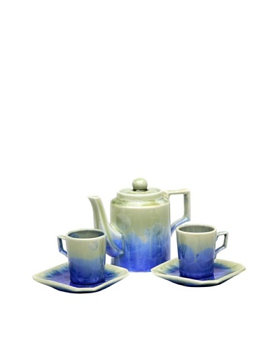 Crystalline Square-Shape Decorative Tea Set, Green