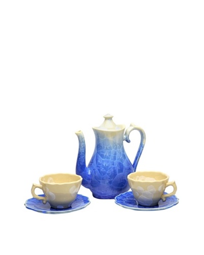 Crystalline High Round-Shape Decorative Tea Set, Blue