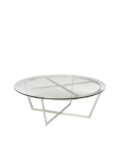 Cubo Stainless Steel and Glass Coffee Table, Silver