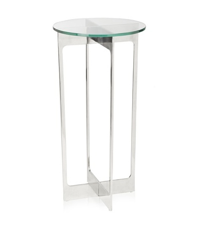 Cubo Stainless Steel with Tempered Glass Side Table, Silver