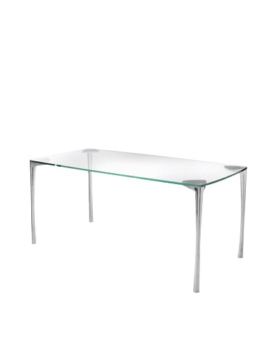 Cubo Dining Table, Clear/Silver