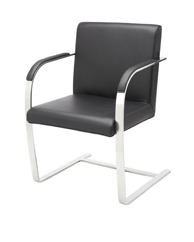 Cubo Leather Chair with Stainless Steel Frame, Black