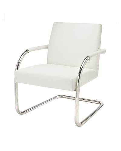 Cubo Leather Chair with Stainless Steel Frame, White