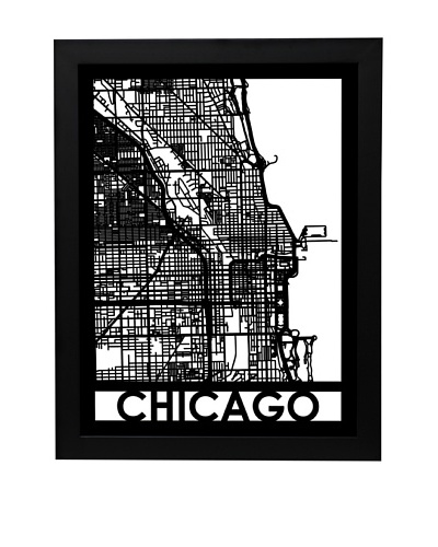 Cut Maps Chicago Framed 3-D Street Map