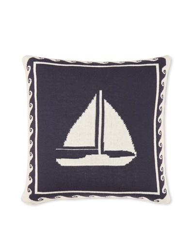Darzzi Sail Boat Pillow, Navy, 16 x 16