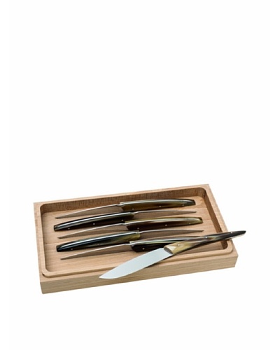 Del Ben 6-Piece Blond Buffalo Horn Handle Assoluto Steak Knife Set with Wood Gift Box