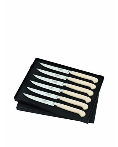 Del Ben 6-Piece Forged Ivory Riveted Resin Handle Steak Knife Set