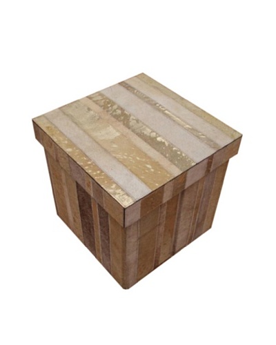 Design Accents Collapsible Box with Cowhide Stripes, Beige/Gold, 16