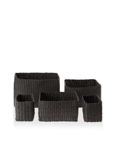 Design Ideas Set of 5 Buri Baskets, Charcoal Gray