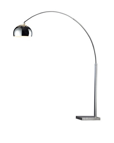 Dimond Lighting Penbrook Adjustable Arc Floor Lamp, Silver Plated and White Marble