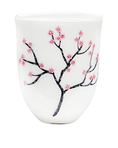 Dynasty Gallery Hand-Painted Mouth-Blown Cherry Blossom Vase with Flat Base