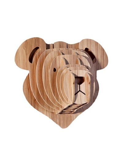 Eco Décor Laser-Cut Animal Trophy Teddy Bear Head, Maple