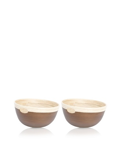 Ecorce d'Orange Set of 2 Hand-Painted Bamboo Bowls
