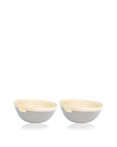 Ecorce d'Orange Set of 2 Hand-Painted Bamboo Bowls [Granite]