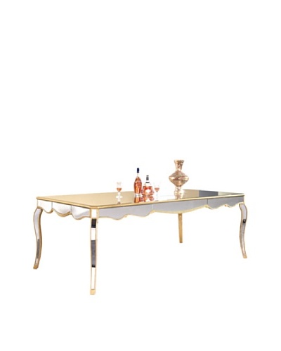 Camille Mirrored Dining Table, Gold Leaf
