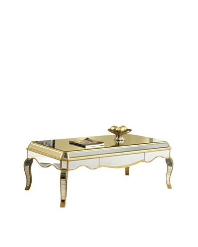 Camille Mirrored Coffee Table, Gold Leaf