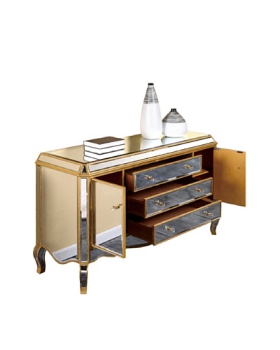 Camille Mirrored Buffet, Gold Leaf