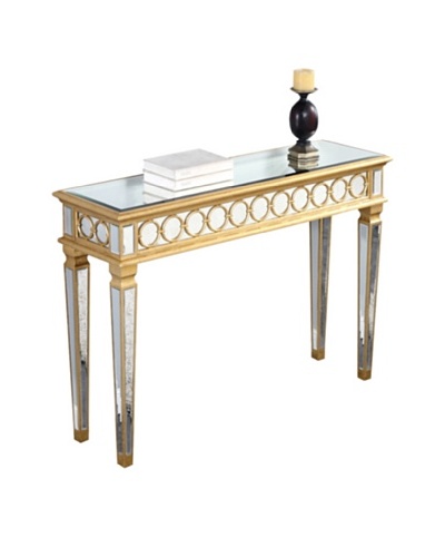 Audrey Mirrored Console Table, Gold Leaf