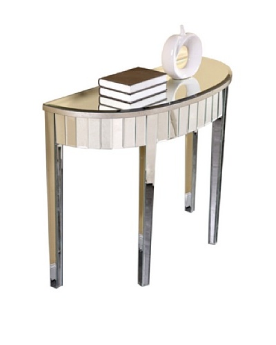 Mirage Curve Front Mirrored Table, Silver Leaf