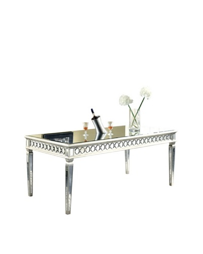 Audrey Mirrored Dining Table, Silver Leaf