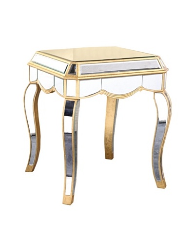 Camille Mirrored Lamp Table, Gold Leaf