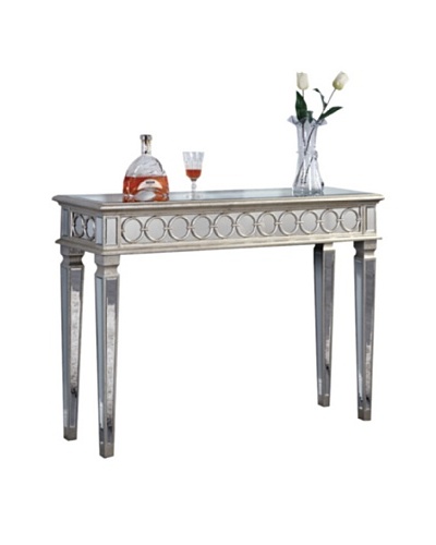 Audrey Mirrored Console Table, Silver Leaf