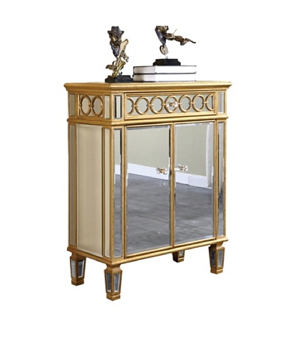 Audrey 2-Door Mirrored Cabinet, Gold Leaf