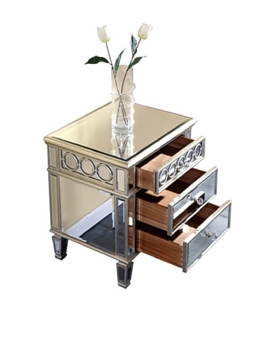 Audrey 2-Drawer Lamp Table, Silver Leaf