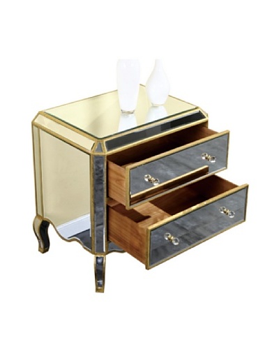 Camille 2-Drawer Mirrored Cabinet, Gold Leaf