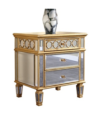 Audrey 2-Drawer Mirrored Lamp Table, Gold Leaf