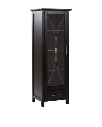 Elegant Home Fashions Delaney Linen Cabinet with Door and Drawer, Dark Espresso