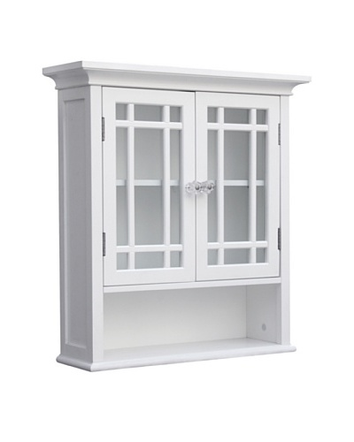Elegant Home Fashions Neal Double Door Wall Cabinet with Shelf, White