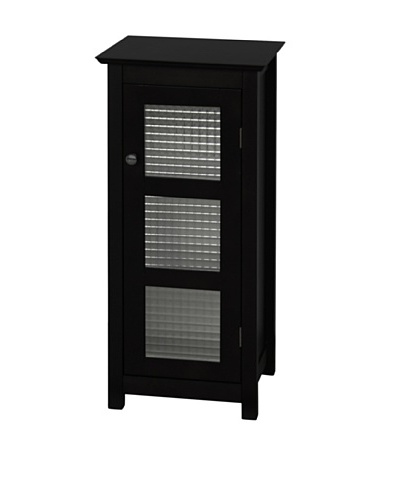 Elegant Home Fashions Chesterfield Shelved Floor Cabinet with Glass-Paneled Door, Espresso