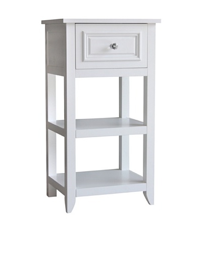 Elegant Home Fashions Dawson 2-Shelf Floor Cabinet with Drawer, White