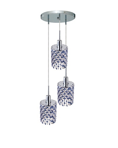 Elegant Lighting Mini Crystal Collection 3-Light Round Pendant Lamp, Sapphire